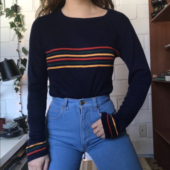 Vintage Sweaters - Vintage striped light knit sweater